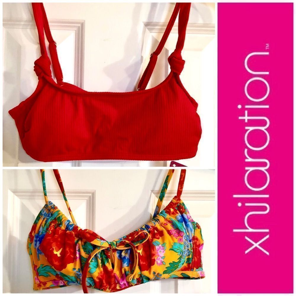 XHILARATION - NWT Juniors Sz M Set of 2 Bikini Tops in Fun Bright Colors 👙
